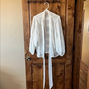 Lovestitch White Sheer Embroidered Blouse